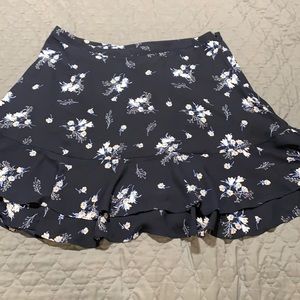 Loft Skirt, blue with flower design
